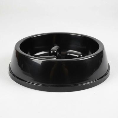 Duvoplus – Gamelle Glossy Slow anti-glouton en mélamine pour chien, idéale pour ralentir l’alimentation et limiter le gloutonnage – 1400ml – Taille L – Ø19cm – Noir/Blanc