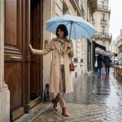 Mini parapluie pliant - Poignée à bouton - Résistant au vent - Bleu tourmaline