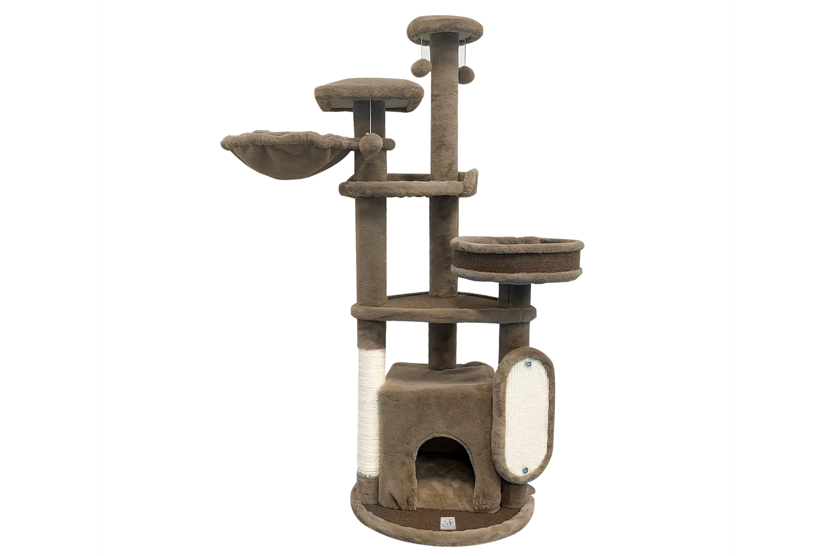 Ferribiella – Arbre à Chat Teddy Large pour Chats – Jeu, Repos et Griffoir Combinés – Taille Adaptée – 125 x 89 x 63 cm – Gris