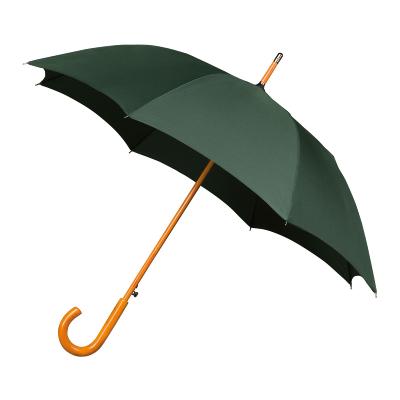 Parapluie de golf - Ouverture automatique - Résistant au vent - Diamètre 102 cm - Mât et poignée en bois - Vert foncé