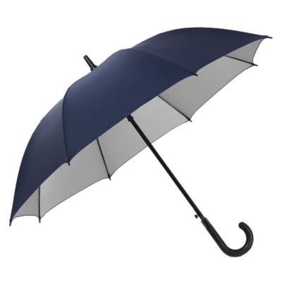 Automatique Grand parapluie golf - Résistant au vent - 105 cm de diamètre avec revêtement UV à l'intérieur - Manche en Bois - Bleu