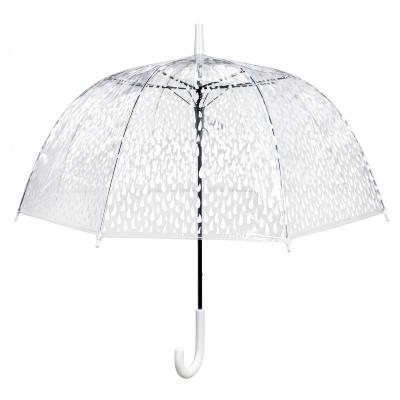 Parapluie cage à oiseaux transparent pour femme - Système d'ouverture automatique - Blanc Gouttes