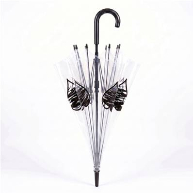 Parapluie cage à oiseaux transparent pour femme - Système d'ouverture automatique - Noir Cœur