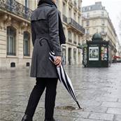 Parapluie Pagode pour Femme - 16 Baleines en Fibre de Verre - Style Vintage - Noir et Blanc