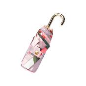Parapluie pliant pour femme - Parapluie cinq plis - Poignée courbée - Côte rose