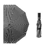 Parapluie pliant pour homme - Parapluie à trois volets - Semi-automatique - Rayures noires