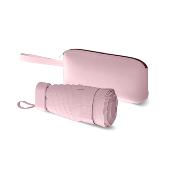 Mini parapluie femme - Parapluie six volets - Léger et compact - Avec étui en cuir zippé - Rose