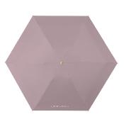 Mini parapluie pliant - Parapluie cinq volets - Protection UV - Léger et compact - Manche oblat en bois avec housse en tissu - Rose pâle