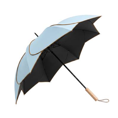 Parapluie en Forme de Pétale pour Femme - Système d'ouverture Automatique - Poignée en Bois Massif - Diamètre de la toile 100 cm - Bleu Ciel