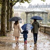 Parapluie pour Enfant - 8 Baleines en Fibre de Verre - Motif 3D - Poignée Confortable - Bleu Dinosaure