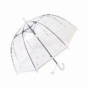 Parapluie Cloche Transparent pour Enfant - Système d'ouverture Automatique - 8 Baleines en Fibre de Verre - Poignée Confortable - Motifs d'étoiles