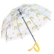 Parapluie Cloche Transparent pour Enfant - Système d'ouverture Automatique - 8 Baleines en Fibre de Verre - Poignée Confortable