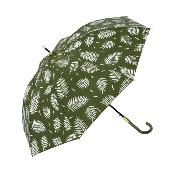 Parapluie long automatique - Poignée recyclable - Protection solaire UVP50+ - Résistant au vent - Motif botanique - Vert
