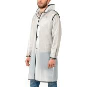 Imperméable - Bandes réfléchissantes au dos - Taille S (150-165CM) - Blanc semi-transparent avec passepoil noir