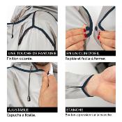 Imperméable - Bandes réfléchissantes au dos - Taille S (150-165CM) - Blanc semi-transparent avec passepoil bleu