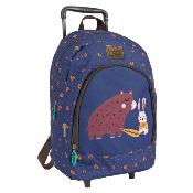 Sac à dos à roulettes pour enfants - Trolley et sac à dos détachables - Bretelles rembourrées réglables - Matière écologique - Ours et lapin