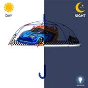 Parapluie transparent cloche pour enfant - Bordure réfléchissante pour une meilleure visibilité la nuit - Parapluie garçon - Voiture de course