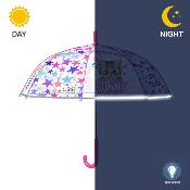 Parapluie transparent cloche pour enfant - Bordure réfléchissante pour une meilleure visibilité la nuit - Parapluie fille - Chat rigolo