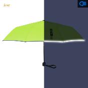 Mini parapluie pliant pour enfants - Bordure réfléchissante pour une visibilité optimale la nuit - Vert fluo