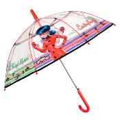 Parapluie enfant transparent -  Parapluie fille - Poignée rouge - Ladybug