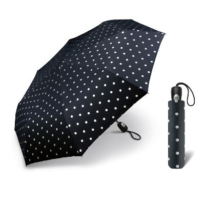 Mini parapluie pliant pour femme - Compact - Pois métalliques noirs