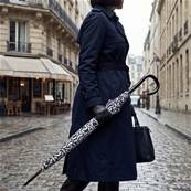 Parapluie long automatique - Poignée incurvée - Motif de nœud