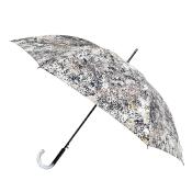 Grand parapluie automatique - Résistant au vent - Avec manche en plastique cristallisé - Mousse Écrue