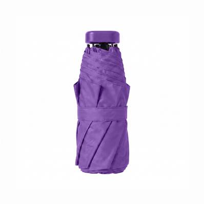 Ultra mini parapluie pliant pour femmes - Slim et léger - Résistant au vent - Avec protection UV - Avec sac smartphone assorti - Violet