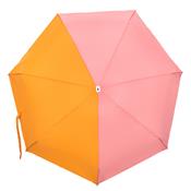 Parapluie léger et compact Anatole - Orange et rose - Poignée bois - reduced