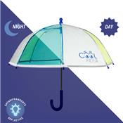 Parapluie enfant cloche transparent bleu et jaune - Bordure réflechissante - Poignée bleue - Parapluie Garçon
