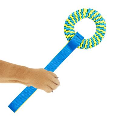 Everplay! – anneau de traction pour chien, Jouet d'activité super résistant, Nylon durable – 50x15cm – Couleur bleu/jaune
