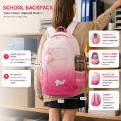 Sac à dos scolaire Annox NextGen - 30 x 19 x 46 cm - 26 L - Rose/Blanc
