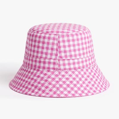 Chapeau imperméable pliable et réversible avec sac de rangement - Avec protection solaire UVP50+ - Matière recyclée - Rose Vichy - Taille Unique