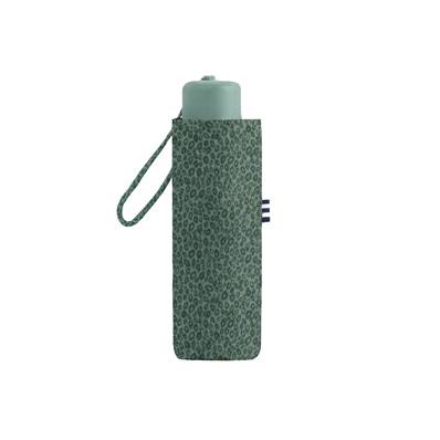 Mini parapluie pliant pour femmes - Protection UVP 50+ - Ultra-léger et compact - Imprimé style léopard - Vert