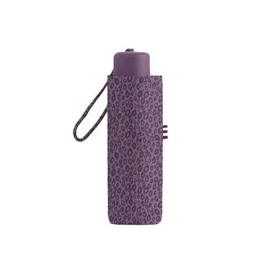 Mini parapluie pliant pour femmes - UVP 50+ Protection - Ultra-léger et compact - Imprimé style léopard - Violet