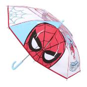Parapluie enfant transparent -  Parapluie Garçon - Poignée Bleue - Spiderman