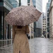 Parapluie pliant pour femme - Avec étui zippé en PVC et dragonne - Motif Léopard