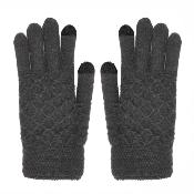 Gants en maille tressée tactiles - Taille unique - Gris