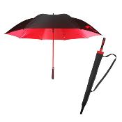 Parapluie droit à bandoulière - noir et rouge