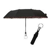 Parapluie pliant – Design 3 plis avec auvent double couche – Système d'ouverture automatique – Extérieur noir avec intérieur imprimé léopard