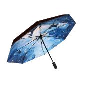 Parapluie pliant pour femme - Parapluie trois volets - Automatique - Revêtement noir - Chat étoilé