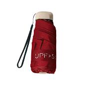 Mini parapluie pliant pour femme - Parapluie plat cinq plis - Ultra léger et compact - Protection UV - Rouge