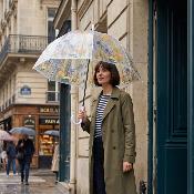Parapluie Transparent pour Femme - Ouverture Automatique - 8 Baleines en Fibre de verre - Fleurs