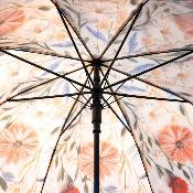Parapluie Transparent pour Femme - Système d'ouverture automatique - Resistant au Vent - Motif floral - Crème