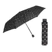 Mini parapluie pliant pour femme - Design trois plis - Cœurs - Noir