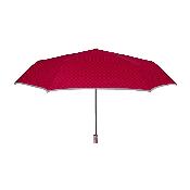 Mini parapluie pliant réfléchissant pour femme - Ultra compact et plat - Ouverture automatique - Motif à carreaux rouge avec bordure réfléchissante