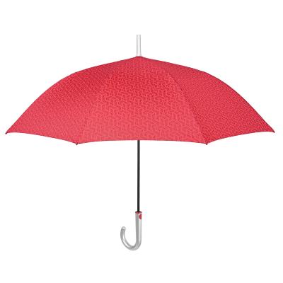 Grand parapluie automatique - Résistant au vent - Poignée incurvée - Motif géométrique - Rouge