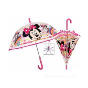 Parapluie cloche transparente pour fille - Minnie - Parapluie Disney - Résiste au vent - Poignée Fushia