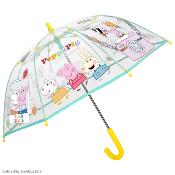 Parapluie cloche transparente pour fille - Peppa Pig - Résiste au vent - Poignée jaune