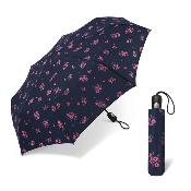 Mini parapluie pliant - Ouverture et fermeture automatiques - Poignée à molette - Résistant au vent - Bleu bouquet